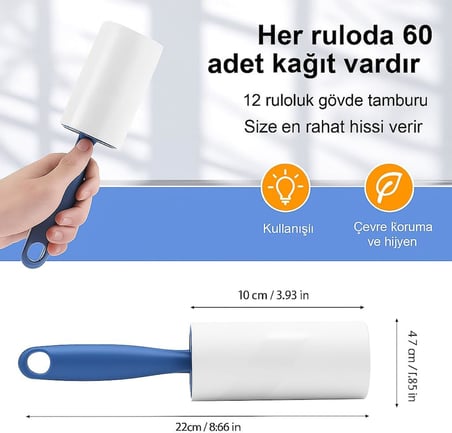 SOGUD Tüy Toplayıcı Set 7 Rulo + 1 Sap – Toplam 420 Yaprak – Kedi Köpek Tüyü ve Toz Temizleyici – Giyim, Koltuk, Halı ve Araç Koltuğu İçin Güçlü Yapışkanlı Ekonomik Paket