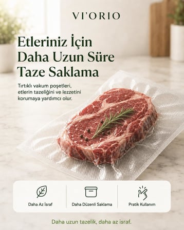 50 Adet Tırtıklı Vakum Makinesi Poşeti Torbası (SEÇENEKLİ) (20x25cm)