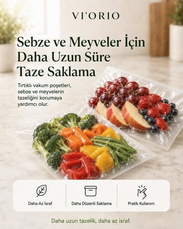 50 Adet Tırtıklı Vakum Makinesi Poşeti Torbası (SEÇENEKLİ) (20x25cm)