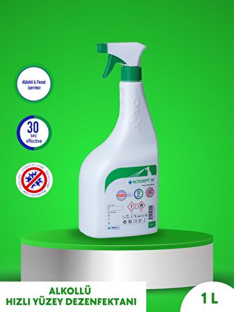 ACTOSEPT® AF 1 litre 2 adet | Kullanıma Hazır Alkollü Yüzey Dezenfektanı 30 saniyede Etkili