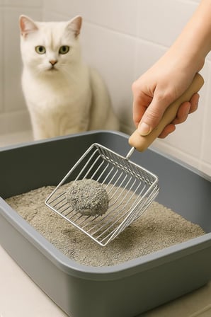 Metal Kedi Kumu Küreği Ahşap Saplı Dayanıklı Izgaralı Kedi Tuvaleti Temizleme Küreği Ergonomik Saplı Kolay Temizlik Aparatı Paslanmaz Çelik