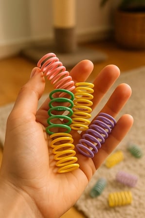 Karışık Boyutlu Spiral Yay Kedi Oyuncakları 10 Parça Renkli İnce Kalın Uzun Kısa Yaylar Yavru ve Yetişkin Kediler İçin Eğlenceli İnteraktif Oyuncak Seti