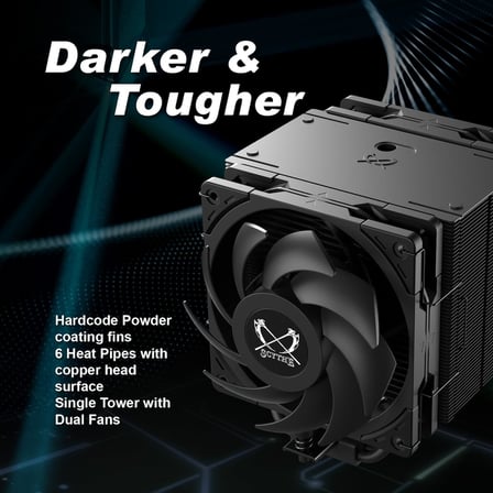 Mugen 6 Dual Fan Black Edition CPU Hava Soğutucu, Intel LGA1700, LGA1151, AMD AM5, AM4 Desteği, 120mm, Tek Kule, Alüminyum Üst Kapak (Mugen 6 Dual Fan Black Edition)