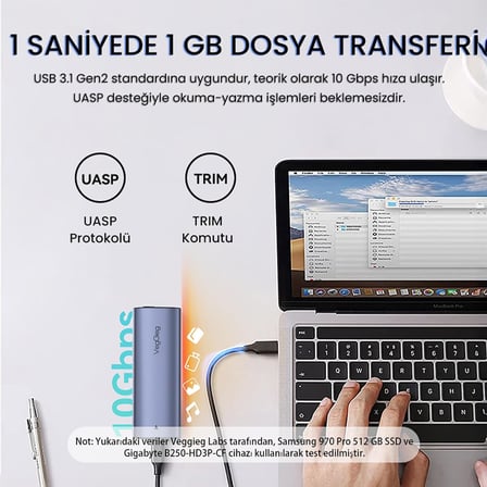 10Gbps USB 3.1 GeN2 M.2 SATA NGFF NVME SSD Disk Kutusu