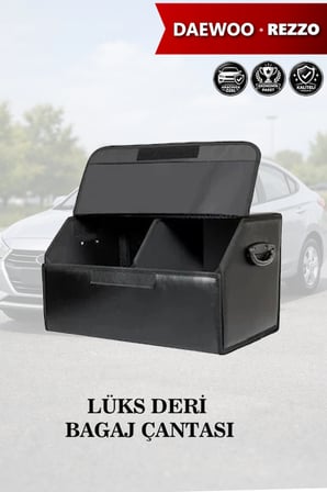 daewoo rezzo bagaj için erzak aksesuar toplayıcı deri battal boy lüks siyah çanta