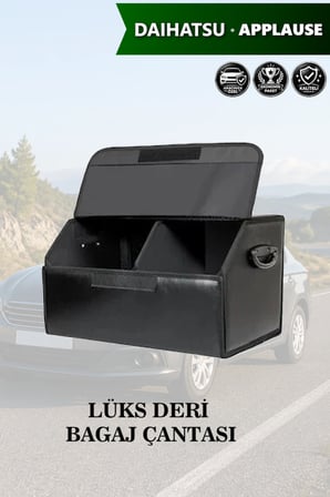 daihatsu applause bagaj için erzak aksesuar toplayıcı battal boy siyah deri lüks çanta