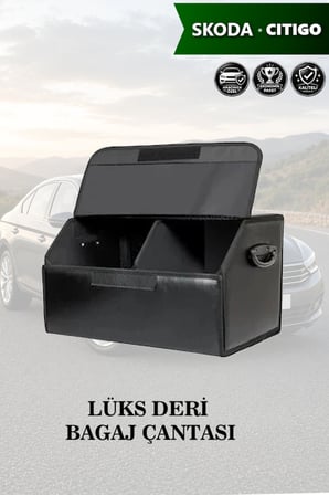 skoda citigo bagaj için erzak aksesuar toplayıcı siyah deri lüks battal boy çanta
