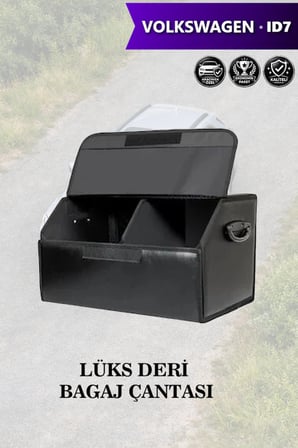 volkswagen id7 bagaj için erzak aksesuar toplayıcı battal boy deri siyah lüks çanta