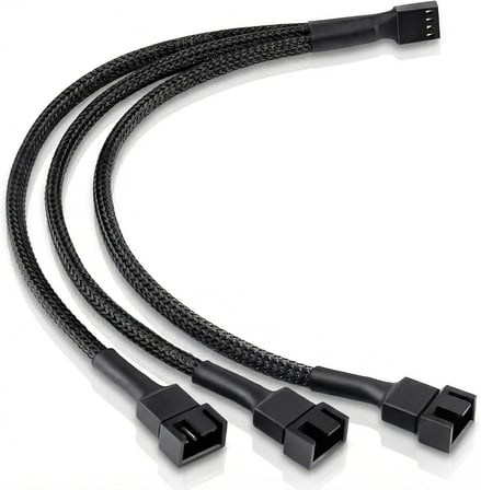 4 Pin Fan Çoklayıcı Y Kablo - 1’den 3’e Splitter - 1x 4-Pin + 2x 3-Pin Çıkış - 4 Pin PWM / 3 Pin DC Uyumlu - 26 cm