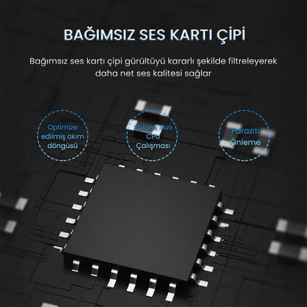 USB Ses Kartı 3.5mm Kulaklık ve Mikrofon Girişli Siyah