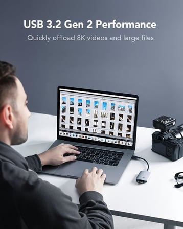 RW515 CFexpress Tip A Kart Okuyucu, 900 MB/s'ye kadar, CFe Tip A Kart için USB 3.2 Gen 2 Bellek Kartı Okuyucu, USB-C Kablosu/USB-C - USB-A Adaptörü dahil CF Kart Okuyucu (LRW515U-RNHNG)