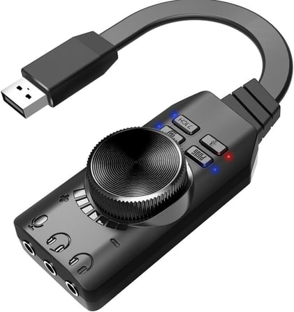 A4677 USB 2.0 Ses Kartı 7.1 Kanallı Pc ve Laptop Için Pubg Oyun Harici Ses Kartı 3.5mm-Kulaklıkla Tak ve Çalıştır Mikrofon Jakları Ses Kontrolü Mikrofon Oyunları Ses Efekti Yükseltme Adaptörü