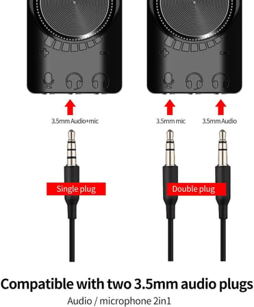A4677 USB 2.0 Ses Kartı 7.1 Kanallı Pc ve Laptop Için Pubg Oyun Harici Ses Kartı 3.5mm-Kulaklıkla Tak ve Çalıştır Mikrofon Jakları Ses Kontrolü Mikrofon Oyunları Ses Efekti Yükseltme Adaptörü