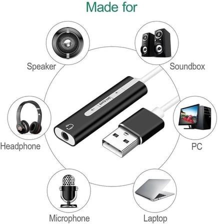 7.1 Usb Harici Stereo Ses Kartı 3.5mm Çevirici Dönüştürücü Ses Kartı 5072