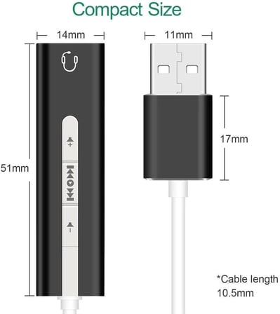 7.1 Usb Harici Stereo Ses Kartı 3.5mm Çevirici Dönüştürücü Ses Kartı 5072