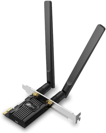 Archer TX10E | AX900 Wi-Fi 6 Bluetooth 5.3 PCIe Adaptör | 887 Mbps Çift Bant Hız | MU-MIMO & OFDMA | Çift Harici Anten | WPA3 Güvenlik | Masaüstü PC Dahili Ağ Kartı
