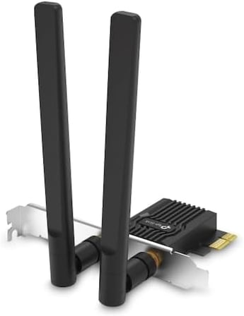 Archer TX10E | AX900 Wi-Fi 6 Bluetooth 5.3 PCIe Adaptör | 887 Mbps Çift Bant Hız | MU-MIMO & OFDMA | Çift Harici Anten | WPA3 Güvenlik | Masaüstü PC Dahili Ağ Kartı