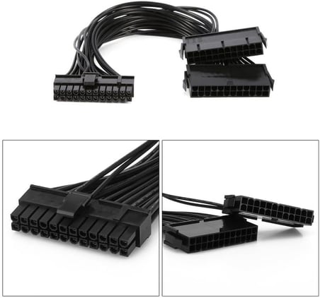 Güç Kaynağı Çoklayıcı 24 Pin Atx Dual PSU Çoklayıcı Adaptör Anakart Mining Kablosu 5145