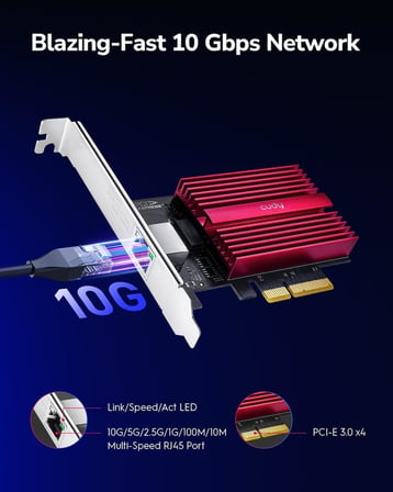 PE10G WOL 10.000Mbps Multi-Gigabit PCI Express Ethernet Ağ Kartı