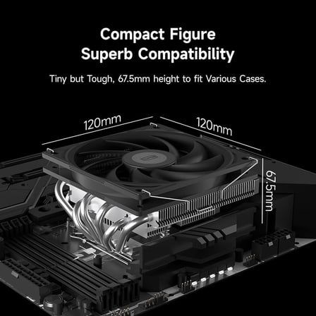 RC600-67 CPU Hava Soğutucu, 6 Isı Borusu (AGHP Teknolojisi), Çift 120mm PWM Fan, 1550 RPM, AMD AM4/AM5 & Intel LGA1700/1851/1200/1151/1150 Uyumlu
