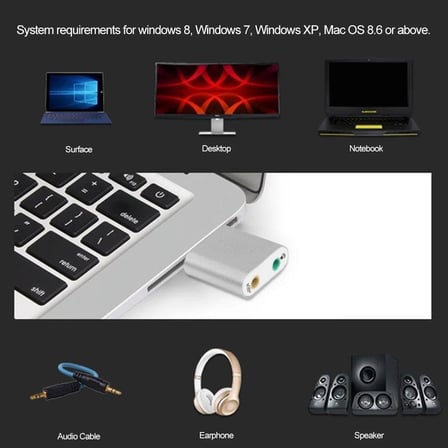 USB 7.1 Ses Kartı Sound Card USB Mikrofon Kulaklık Çevirici