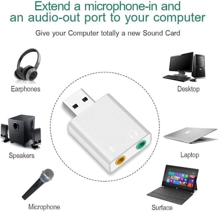 USB 7.1 Ses Kartı Sound Card USB Mikrofon Kulaklık Çevirici