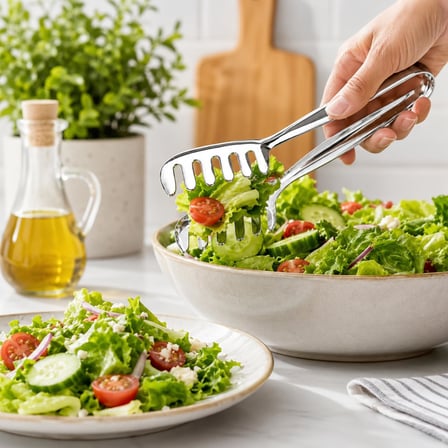 Paslanmaz Çelik Maşa, Salata Makarna Mutfak Maşası 20 cm, Mutfak Seti, Premium Kalite, Tek Parça Yapı
