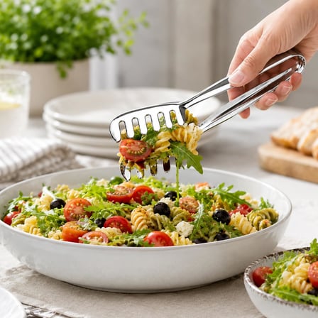 Paslanmaz Çelik Maşa, Salata Makarna Mutfak Maşası 20 cm, Mutfak Seti, Premium Kalite, Tek Parça Yapı