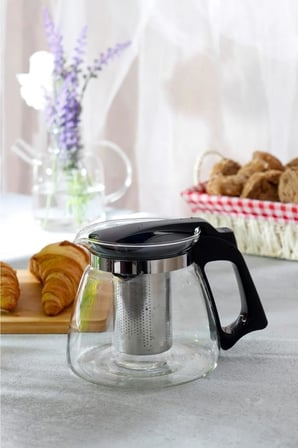 Isıya Dayanıklı Cam Demlik, Süzgeçli Çaydanlık, Filtreli Çay Demleme Çiçek Çayı ve Bitki Çayı İçin (900ML)