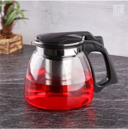 Isıya Dayanıklı Cam Demlik, Süzgeçli Çaydanlık, Filtreli Çay Demleme Çiçek Çayı ve Bitki Çayı İçin (900ML)