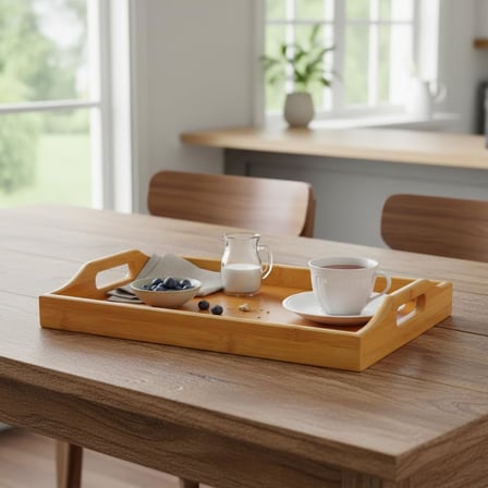 Bambu Dikdörtgen Sunum Tepsi 33x22x5 cm, Sofra Tepsisi, Çay Tesisi, Bambu Daire Tepsi