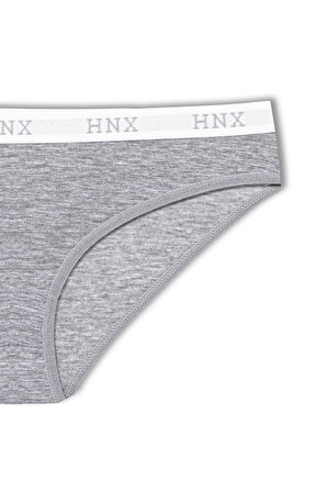 HNX 5'li Pamuklu HNX Yazılı Jakar Lastik Kadın Slip Külot