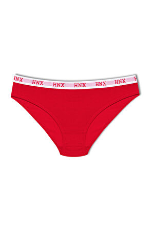 HNX 5'li Pamuklu HNX Yazılı Jakar Lastik Kadın Slip Külot