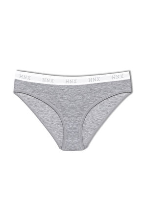 HNX 5'li Pamuklu HNX Yazılı Jakar Lastik Kadın Slip Külot