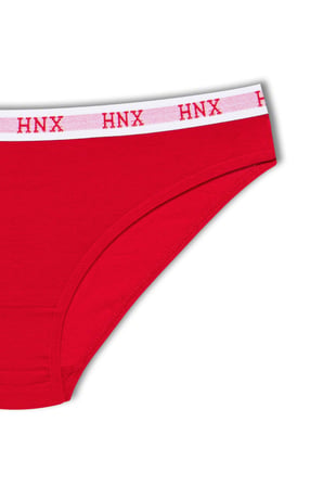 HNX 3'lü Pamuklu HNX Yazılı Jakar Lastik Kadın Slip Külot