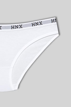 HNX 3'lü Pamuklu HNX Yazılı Jakar Lastik Kadın Slip Külot