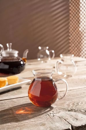 6'lı Keyfi Ala Kulplu Borosilikat Çay Bardağı - Çeyiz Seti