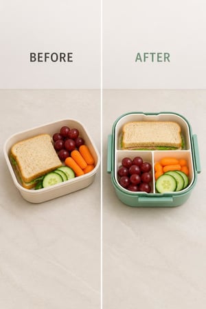 1200 ml 2 Katlı 6 Bölmeli BPA'sız PP Plastik Sefer Tası ve Beslenme Çantası - Hava Kilitli Bento Lunch Box, Çatal ve Kaşık Dahil (Yeşil)