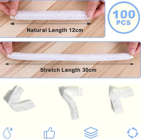 100’lü Yeniden Kullanılabilir Elastik Plastik Kase Kapakları – Şeffaf, 12x30 cm, Hava Geçirmez Gıda Saklama Bonesi, Ev ve Restoran İçin