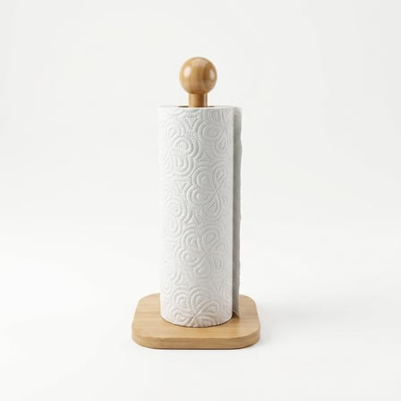 %100 Doğal Bambu Kare Kağıt Havluluk - Minimalist Dik Ahşap Havlu Standı (12x28 cm, 1 Adet)
