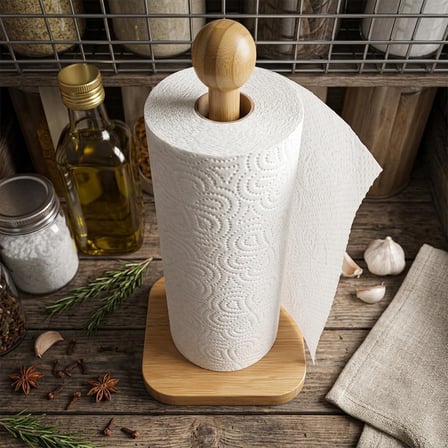 %100 Doğal Bambu Kare Kağıt Havluluk - Minimalist Dik Ahşap Havlu Standı (12x28 cm, 1 Adet)