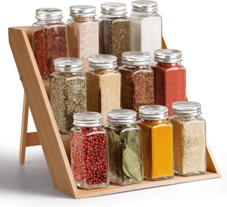 Bambu 3 Katli Katlanabilir Baharat Standi | Cekmece İ̇Ci Kullanima Uygun Baharatlar İ̇Cin Organizer (Kavonozlar Ve Aksesuarlar Dahil Degildir)