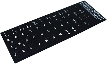 2'li Türkçe Q Klavye Sticker – Dayanıklı, Kolay Uygulamalı, Suya ve Aşınmaya Dayanıklı Klavye Harf Etiketleri, Siyah