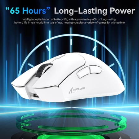 R1 59g SUPERLIGHT Fare, PixArt PAW3311 Oyun Sensörü, BT/2.4G Kablosuz/Kablolu Oyun Faresi, 18000'e kadar 6 Ayarlanabilir DPI, 65 Saat Pil (Beyaz)