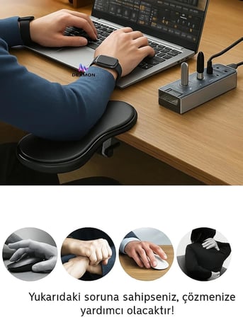 Ayarlanabilir Masa Sandalye Kol Dirsek Dayama Pedi Desteği Aparatı Klavye Mouse