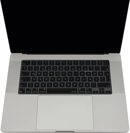 MacBook Türkçe Q Klavye Koruyucu M1-M5 | Air 13.6 A2681 A3113 A3240 A3449 | Pro 14 A2442 A3426 A3434 | Pro 16 A2485 A3429 | Neo 13 Ultra İnce Silikon Keyboard Cover Touch ID Protector Siyah