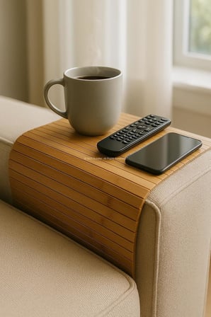 bambu katlanabilir yan sehpa 40x29 cm, koltuk ve kanepe kenarı portatif tepsi, amerikan servisi