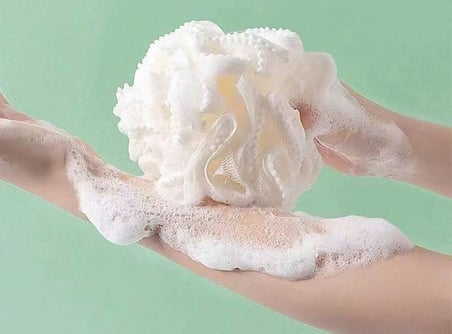 Sihirli Köpürtücü Banyo Süngeri - Ponponlu Yumuşak Banyo Lifi, Yoğun Köpük İçin Pratik ve Dayanıklı Temizlik Süngeri