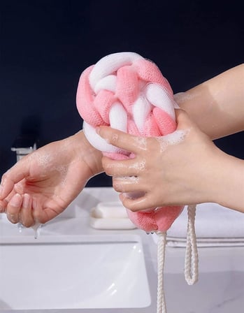 Uzayabilen Elastik Banyo Lifi - Premium Düğümlü ve Uzun Banyo Lifi, Esnek ve Yumuşak Derinlemesine Temizlik İçin, Köpüren ve Dayanıklı Vücut Fırçası
