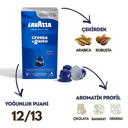 Lavazza Crema e Gusto 10'lu Paket | Nespresso Uyumlu Kapsül Kahve